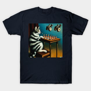 Surreal cat playing chess T-Shirt